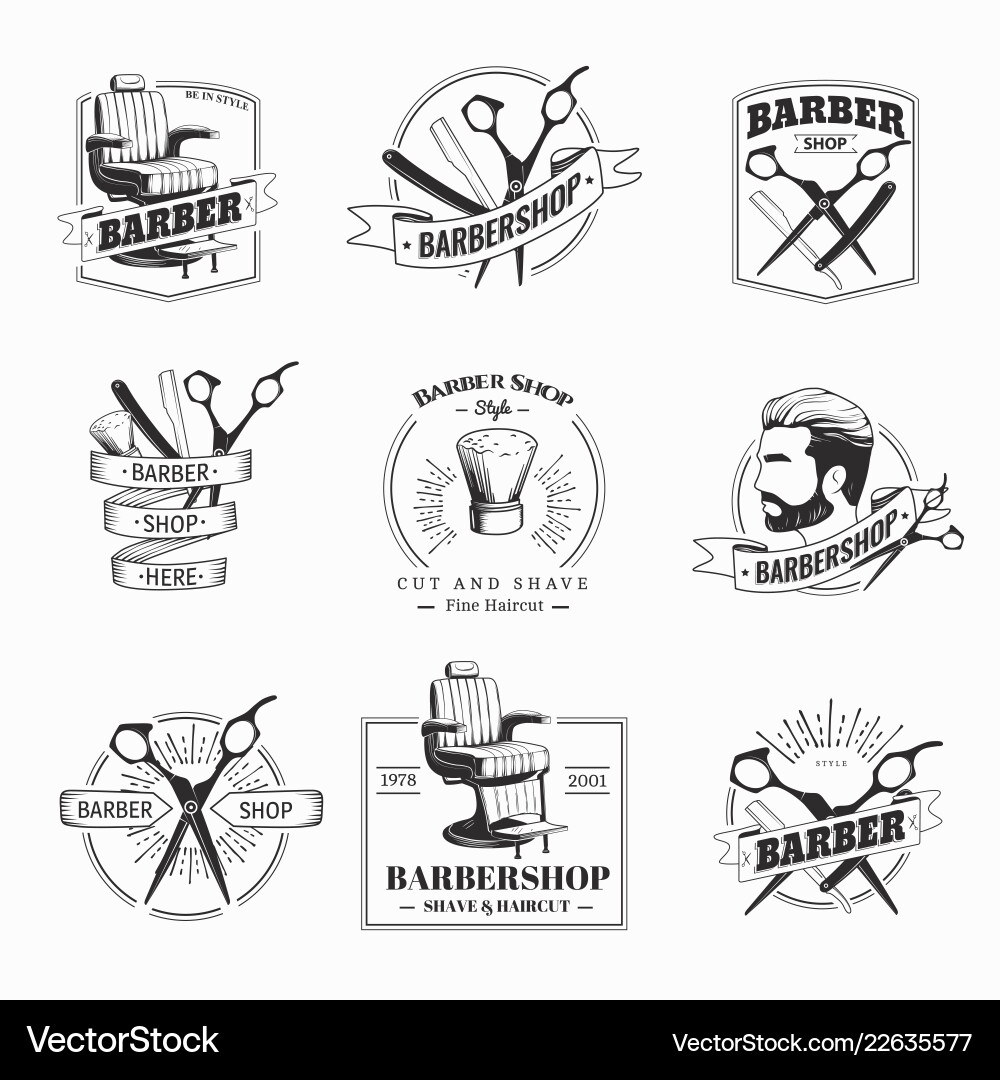 Retro Barber Shop Elements Vector Image