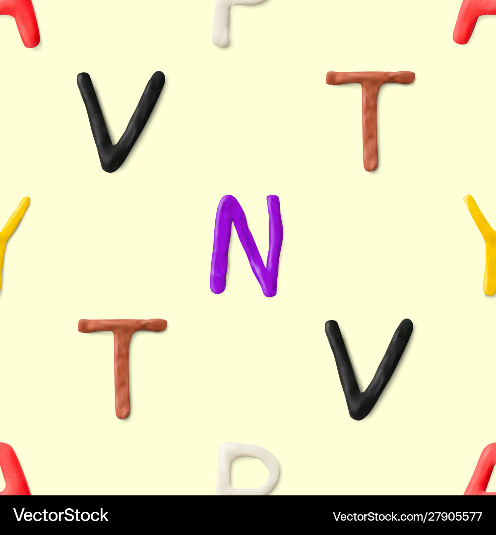 Seamless pattern with alphabet handmade modeling Vector Image