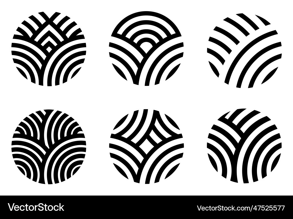 Set of abstract linear circles design elements Set of abstract linear circles design elements vector image