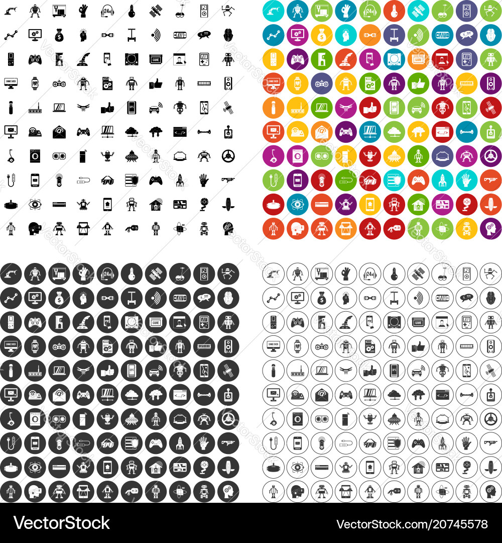 100 robot icons set variant 100 robot icons set variant vector image