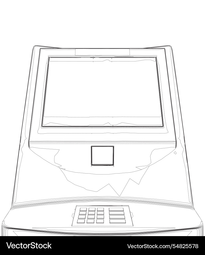 Contour atm with display bank terminal Vector Image