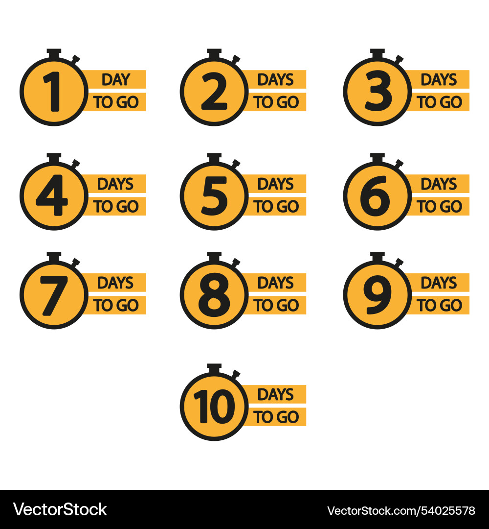 Countdown timer set numbers from one to ten bold Countdown timer set numbers from one to ten bold vector image
