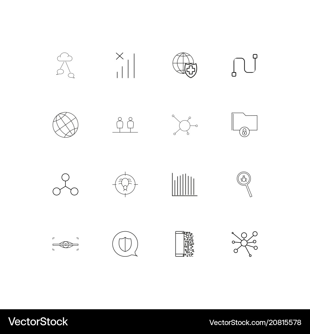 Internet security linear thin icons set outlined Vector Image