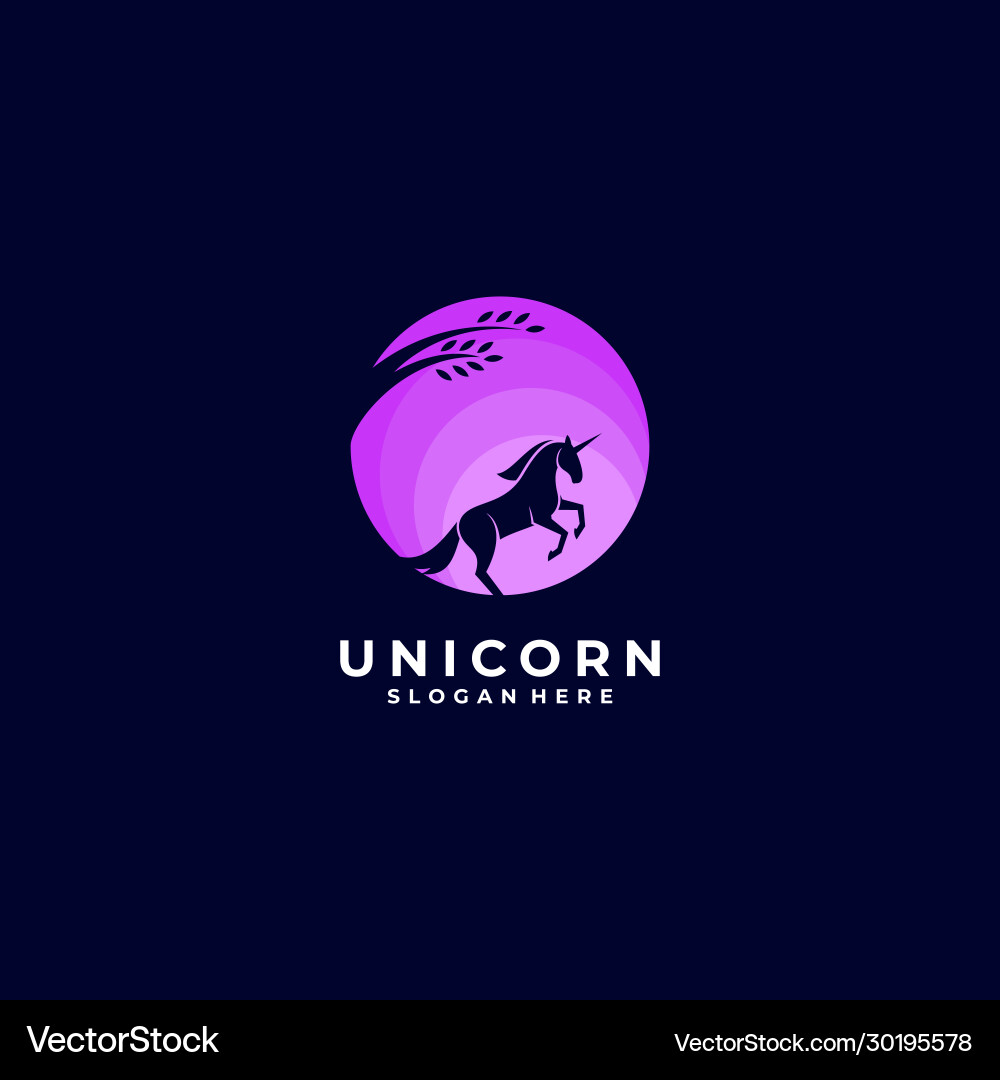 Logo Einhorn Nacht Silhouette Stil Logo Einhorn Nacht Silhouette Stil vektorbild