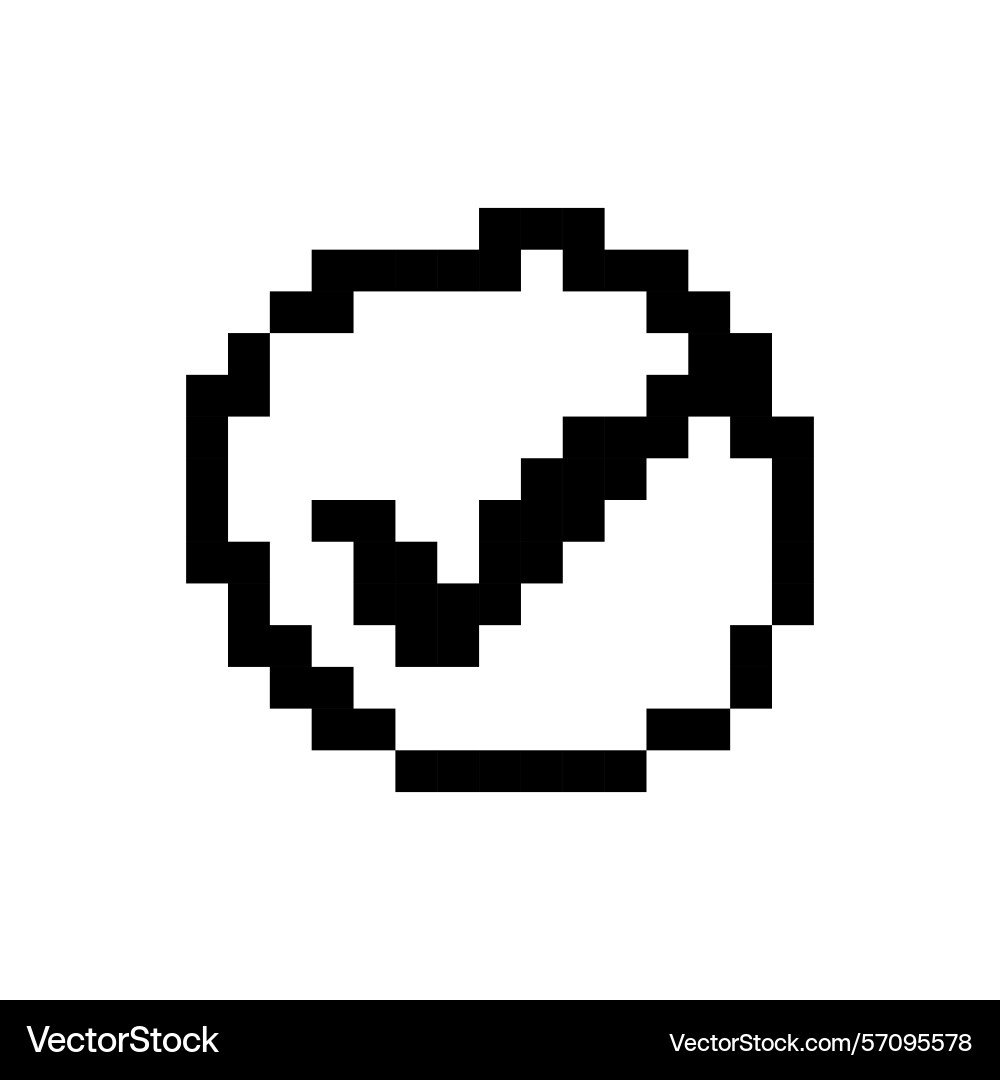 Mosaic pixel icon of check mark symbol with retro vector image