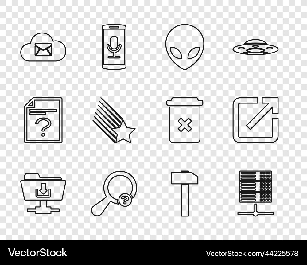 Set line ftp folder download server data web Vector Image