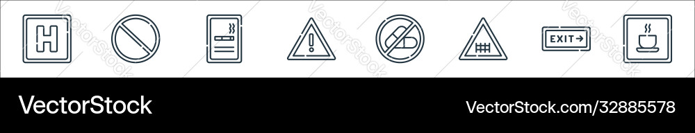 Signals and prohibitions line icons linear set Signals and prohibitions line icons linear set Vector Image