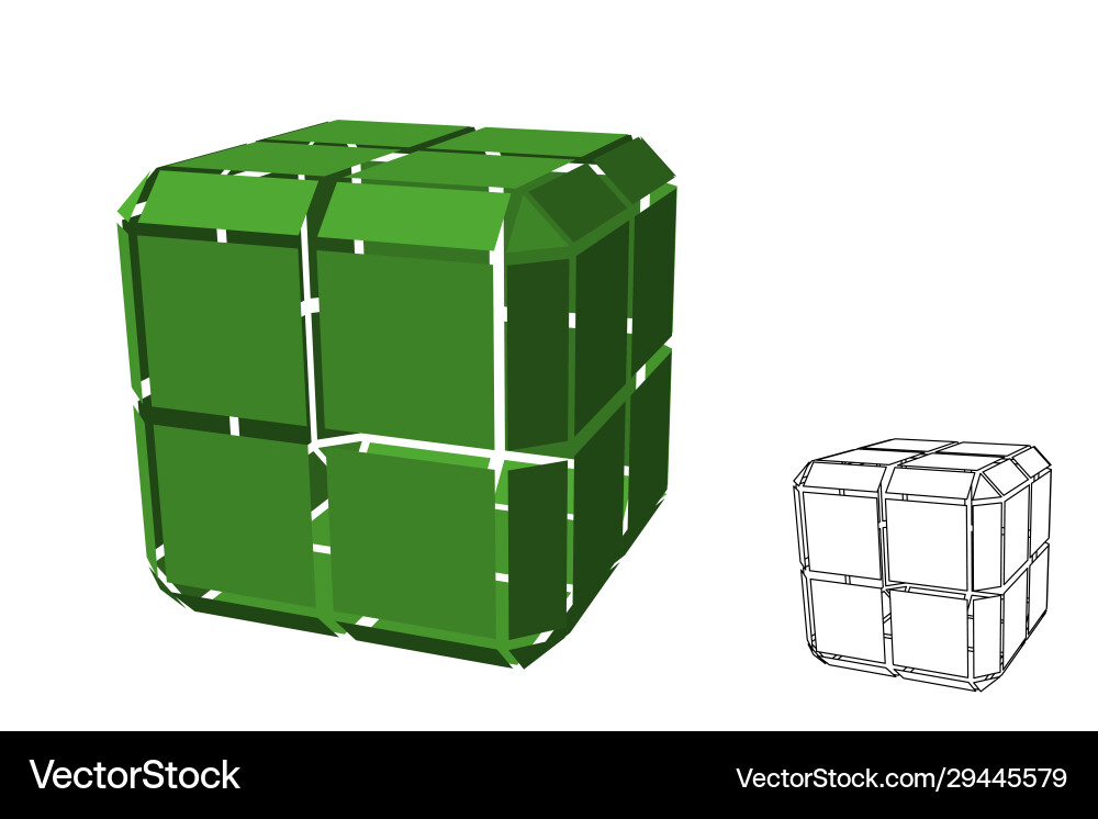 Abstract polygonal cube with cuts 3d Vector Image