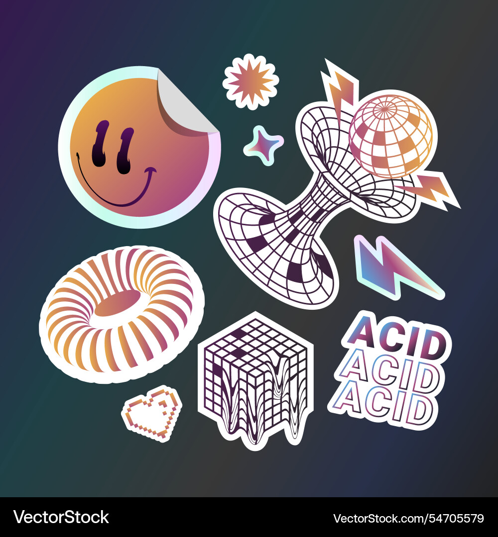 Colorful sticker collection with retro elements Vector Image