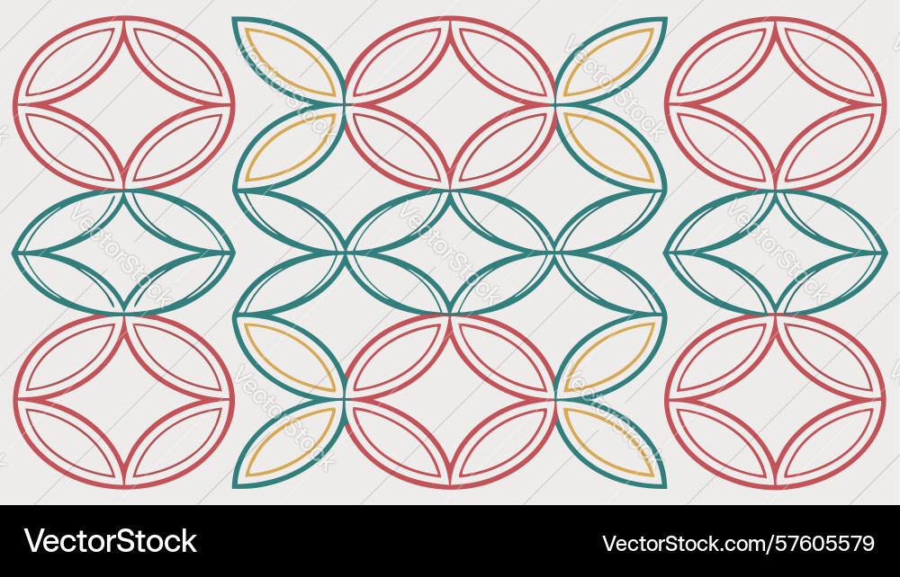 Interlocking circles abstract pattern retro vector image