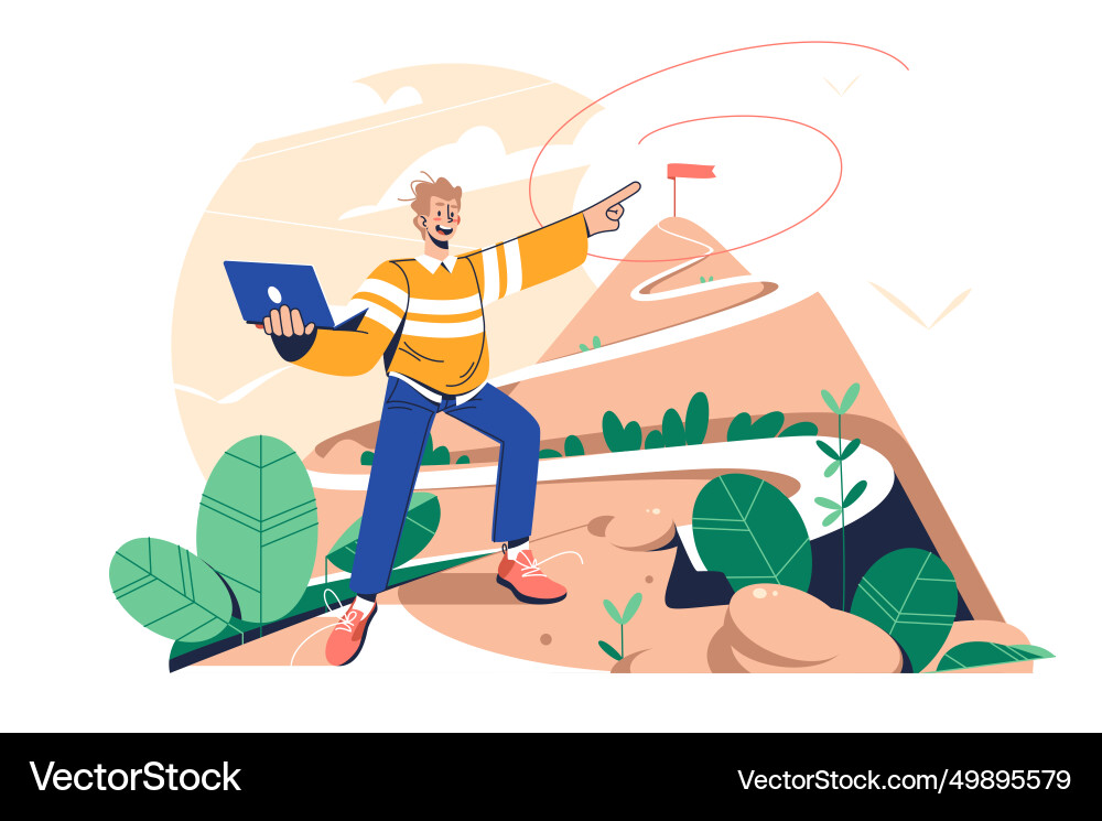 Man Directing with Tablet - Goal Setting vector image