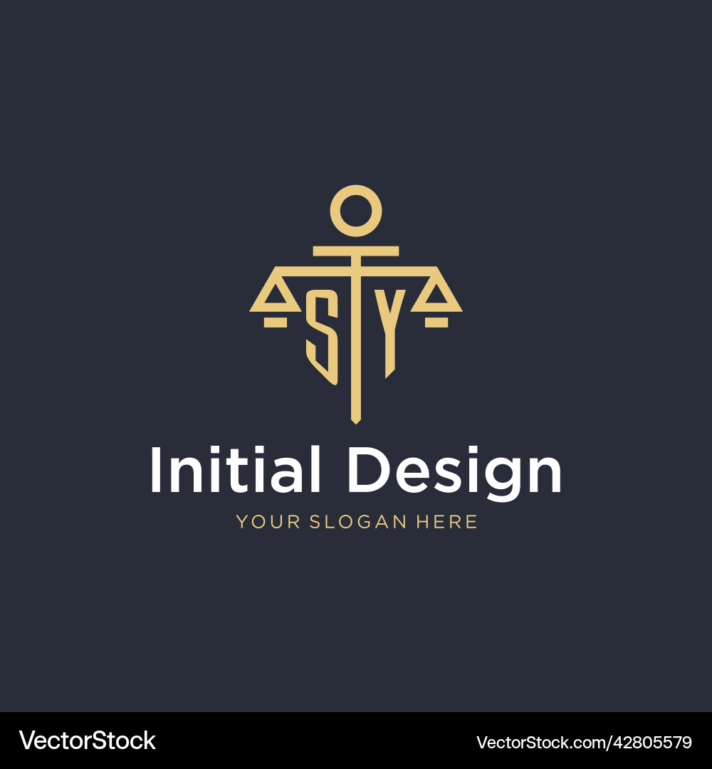 Sy initial monogram logo with scale and pillar Vector Image