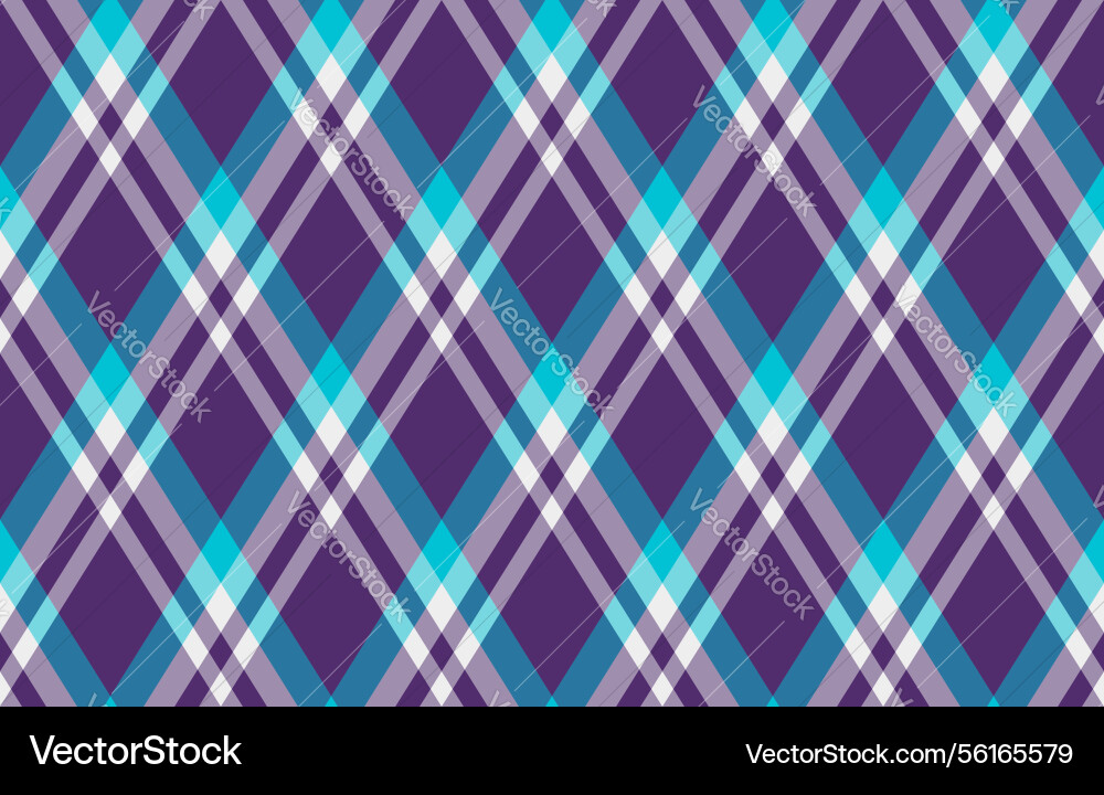 Vibrant diagonal plaid pattern in teal purple and Vector Image
