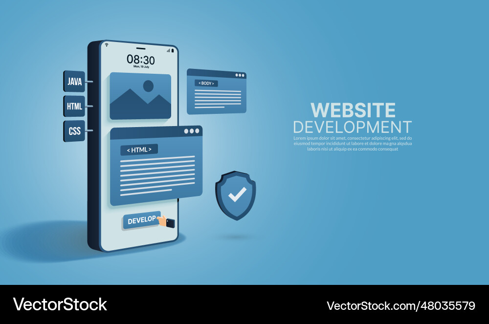 Website and mobile application development coding Vector Image