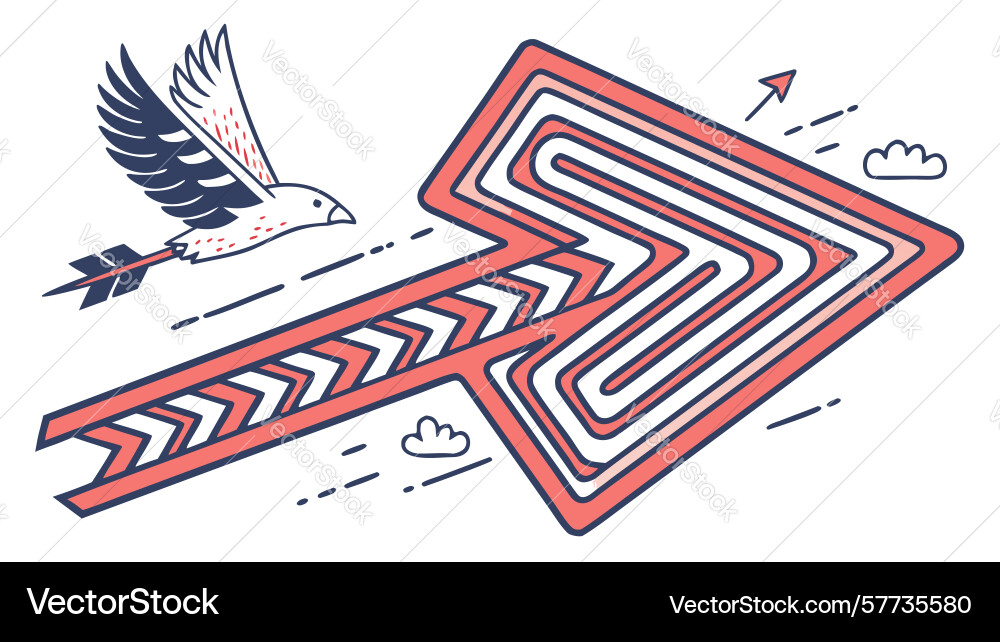 Abstract arrow formed by dynamic zig-zag lines vector image