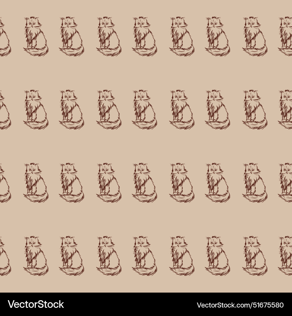 Cat in doodle style simple seamless pattern Vector Image