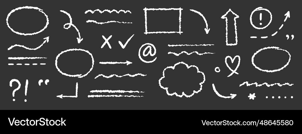 Chalkboard arrow underline element set Chalkboard arrow underline element set vector image