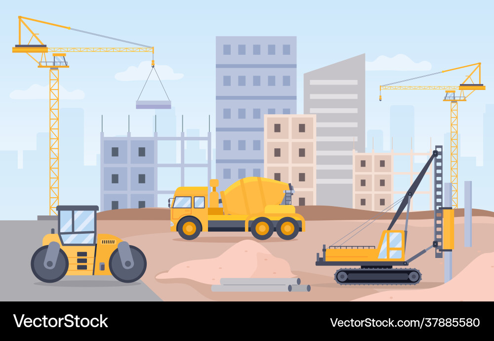 Construction site landscape building process Vector Image