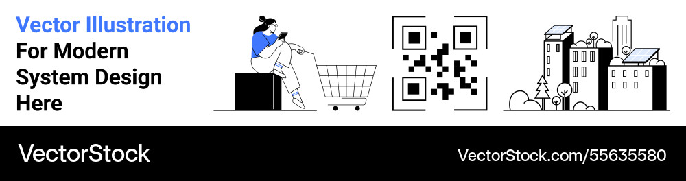 Digital consumer shopping concept with qr code vector image