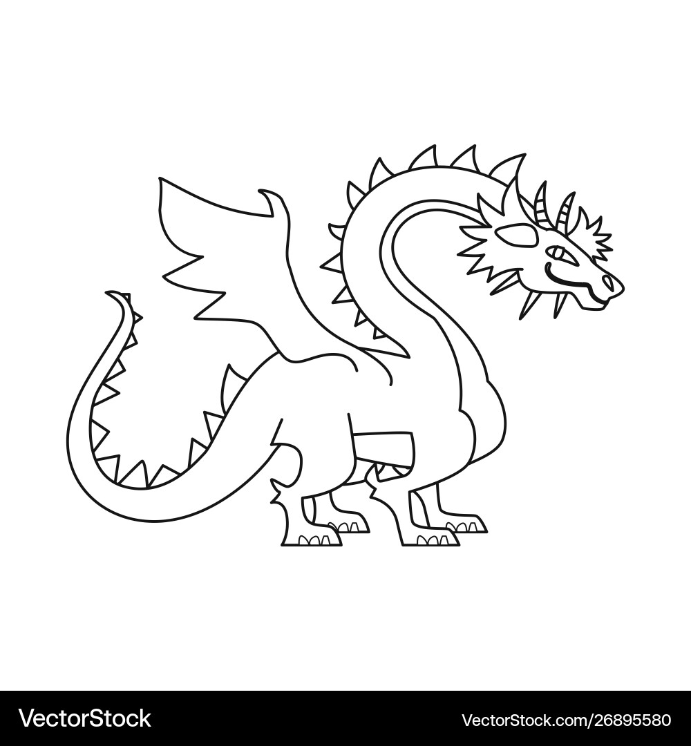 Dragon Symbol - Outline Art Vector Image