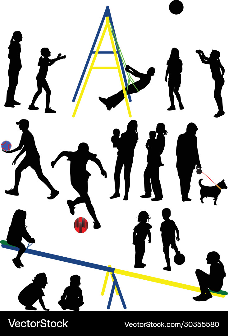Family silhouette vector image