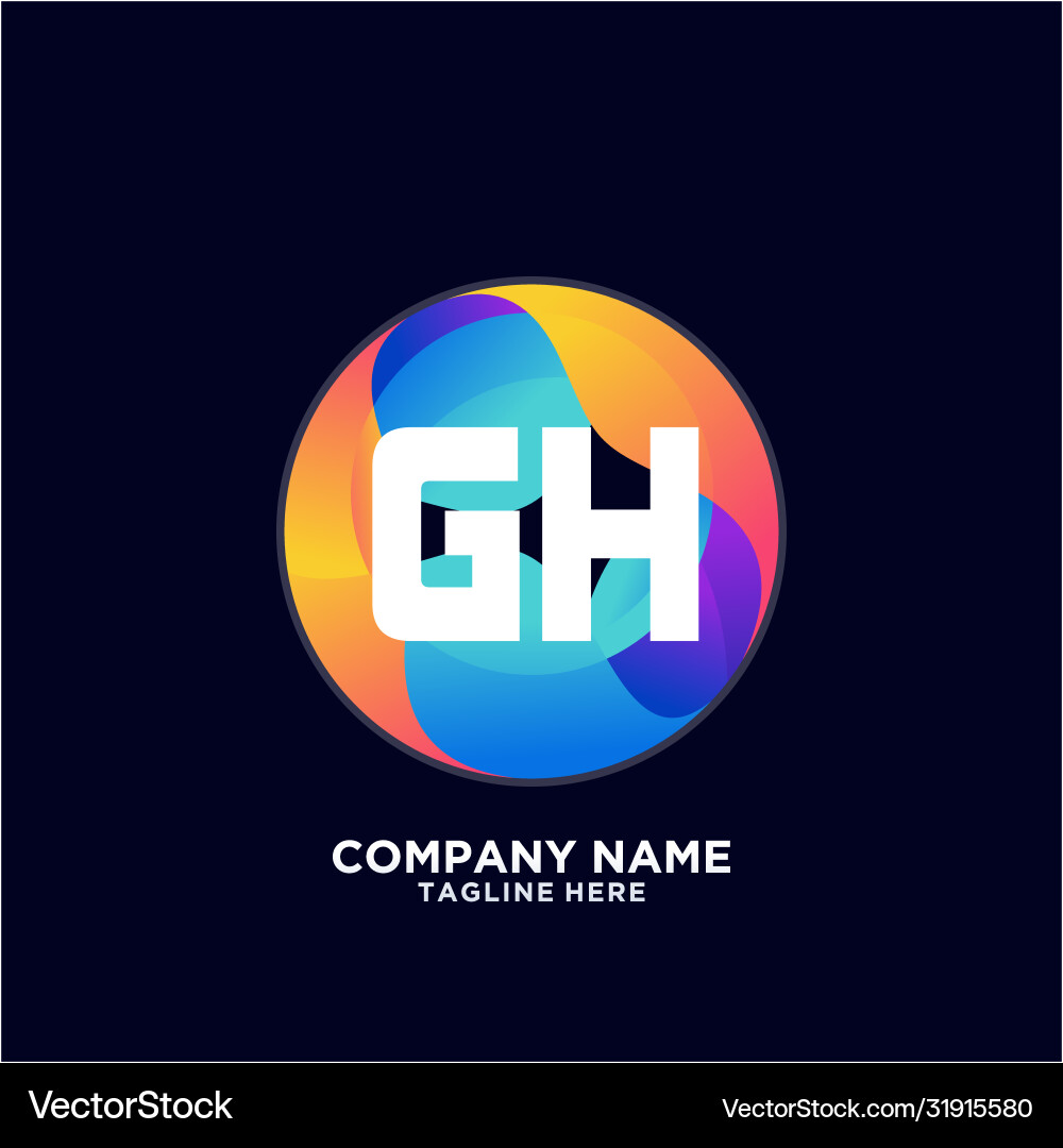 Gh initial logo with colorful circle template Vector Image