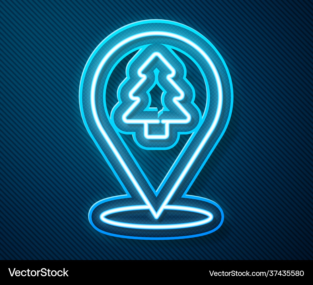 Glowing neon line location forest on a map Vector Image