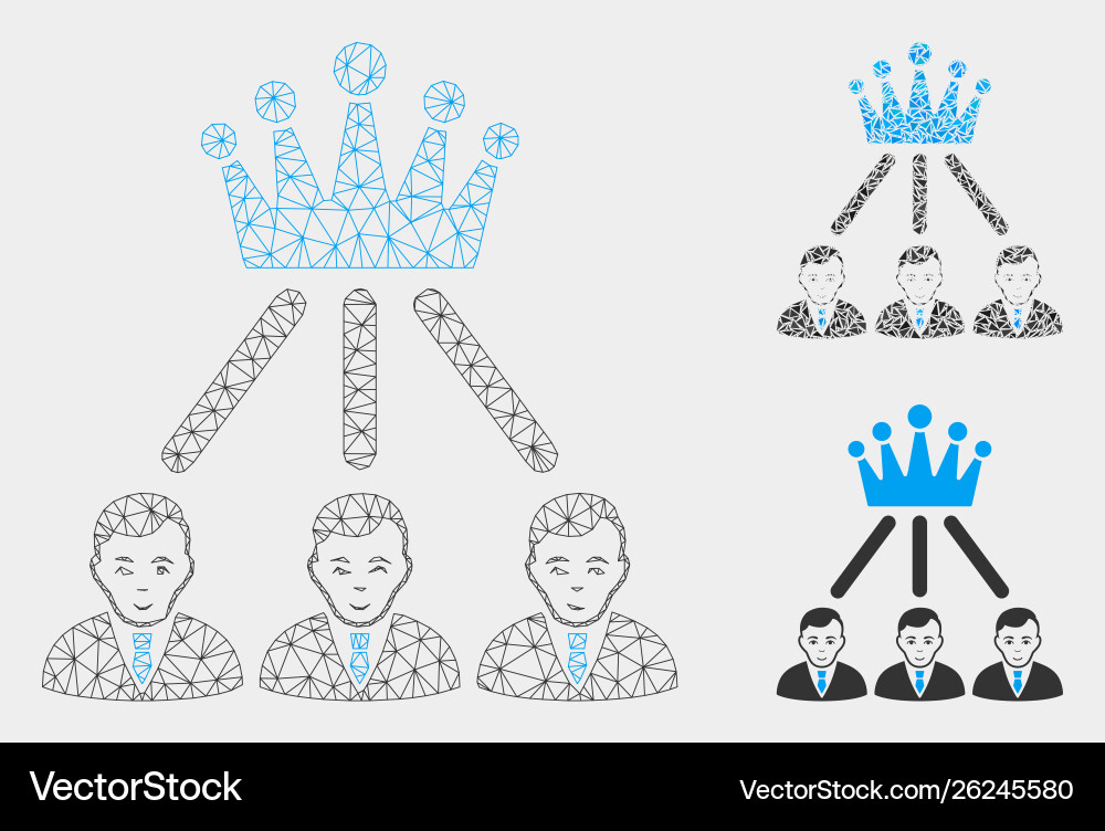 Hierarchy men mesh 2d model and triangle Vector Image