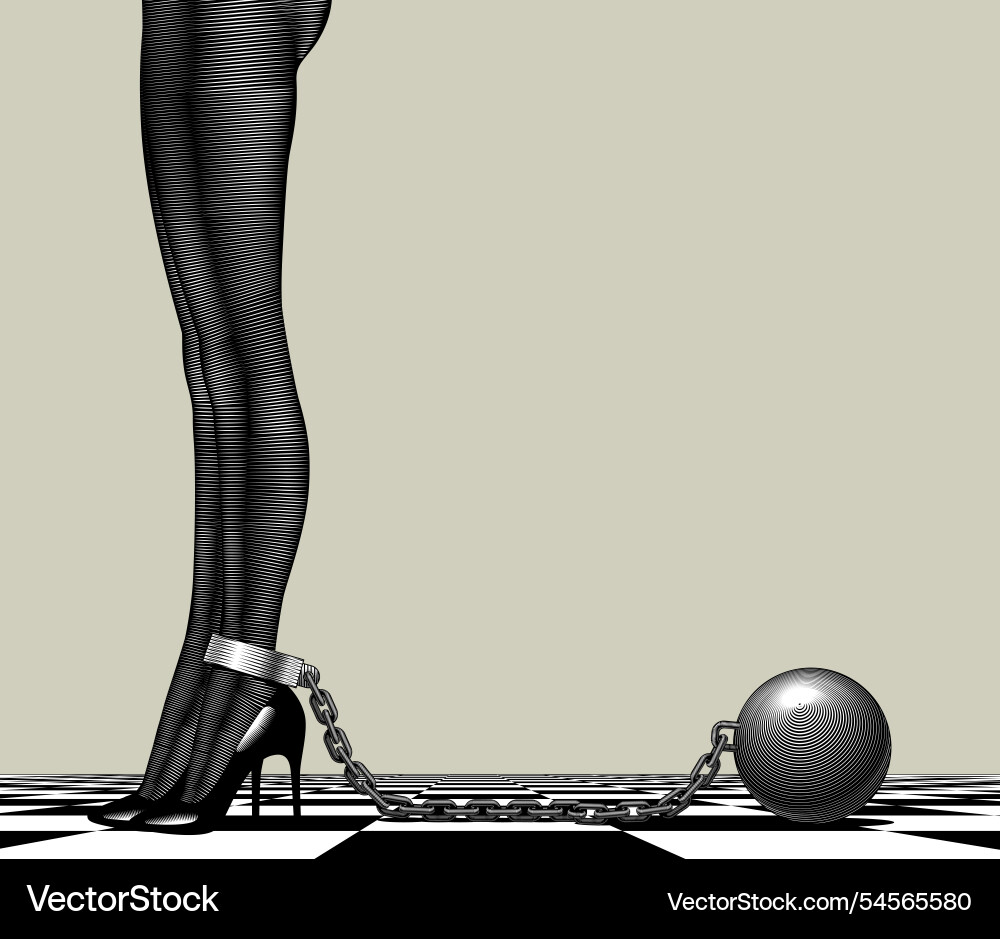 Legs of a woman in dark tights chained to chain Legs of a woman in dark tights chained to chain vector image