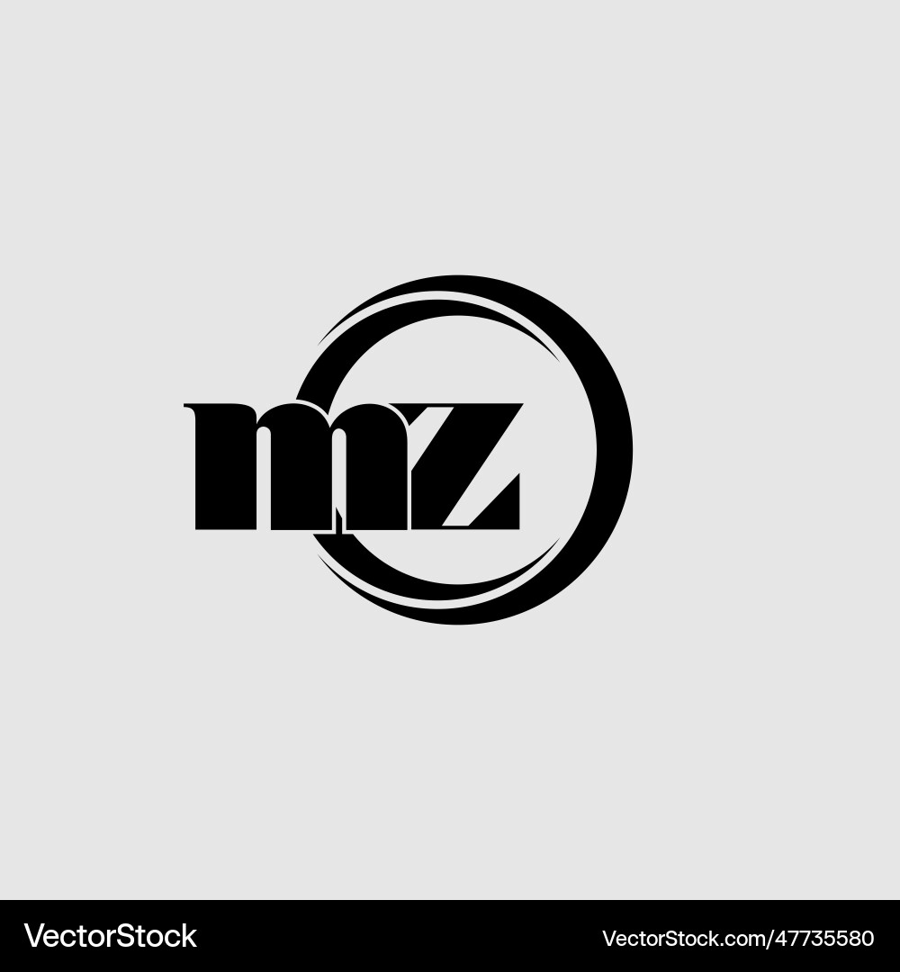 Letters mz simple circle linked line logo Vector Image