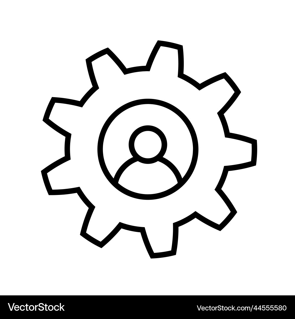 Man and cog icon in flat style Man and cog icon in flat style Vector Image