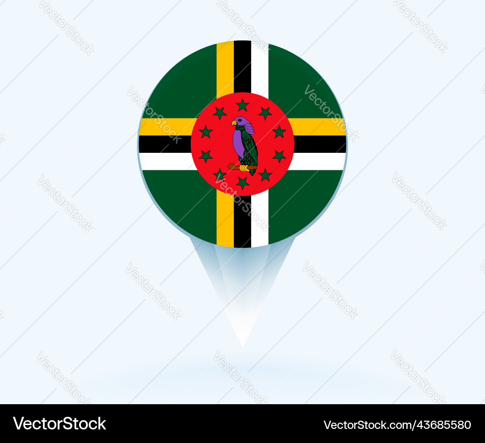 Map pointer with flag of dominica Vector Image