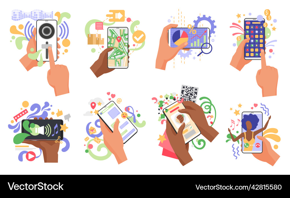 Mobile Phone Users Sharing Content vector image