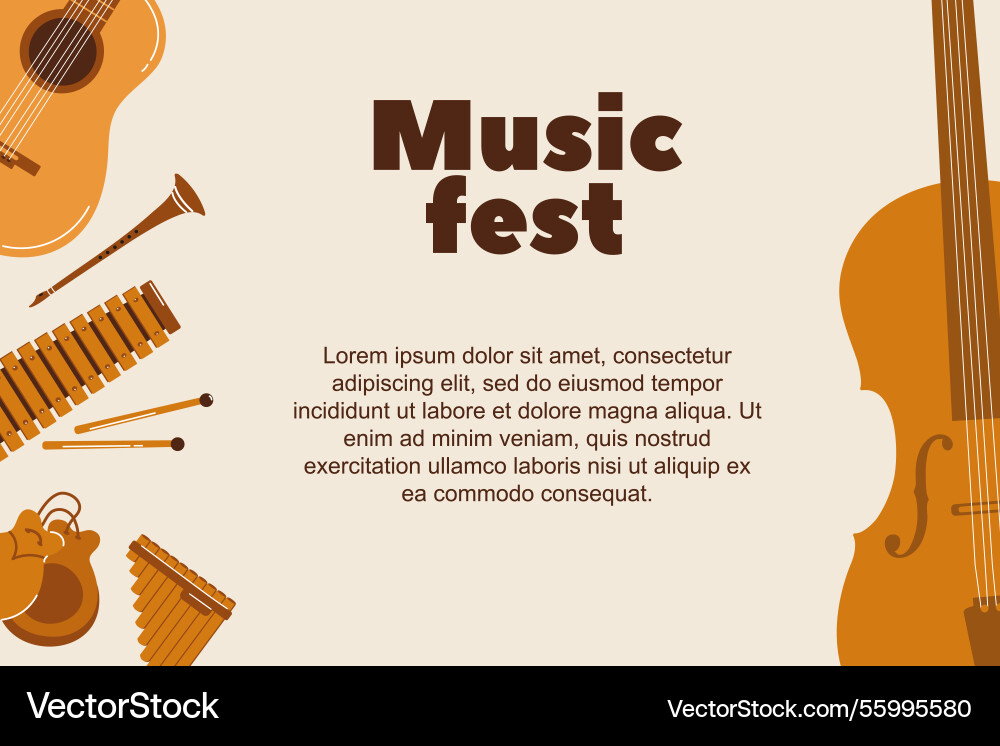 Music fest brings together instruments Music fest brings together instruments vector image