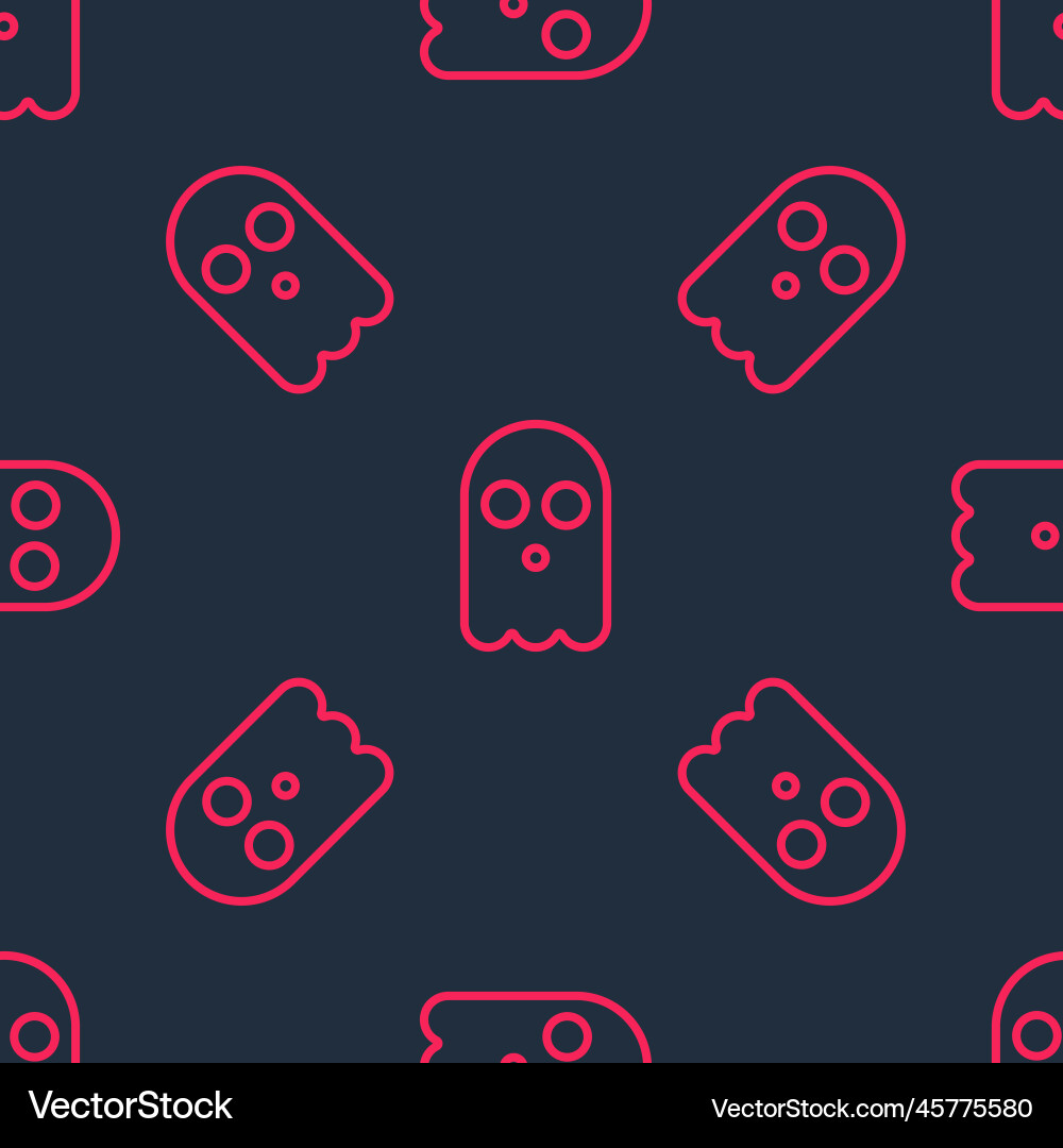 Red line ghost icon isolated seamless pattern Vector Image