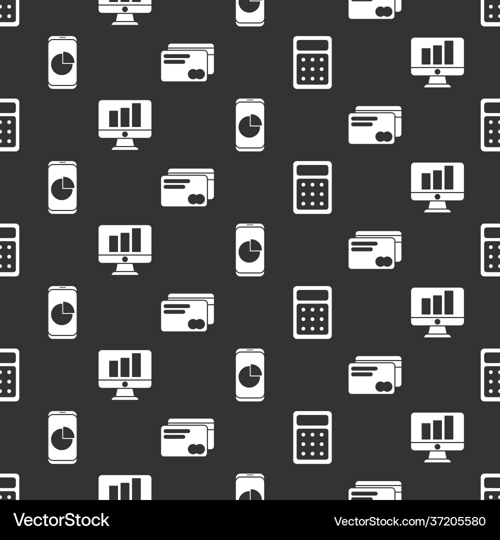 Set calculator monitor with graph chart mobile Vector Image