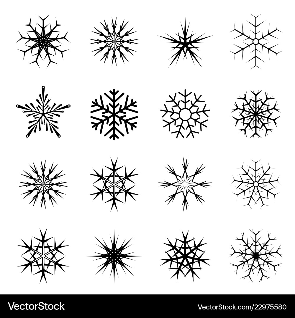 Set of black isolated icon snowflakes Royalty Free Vector