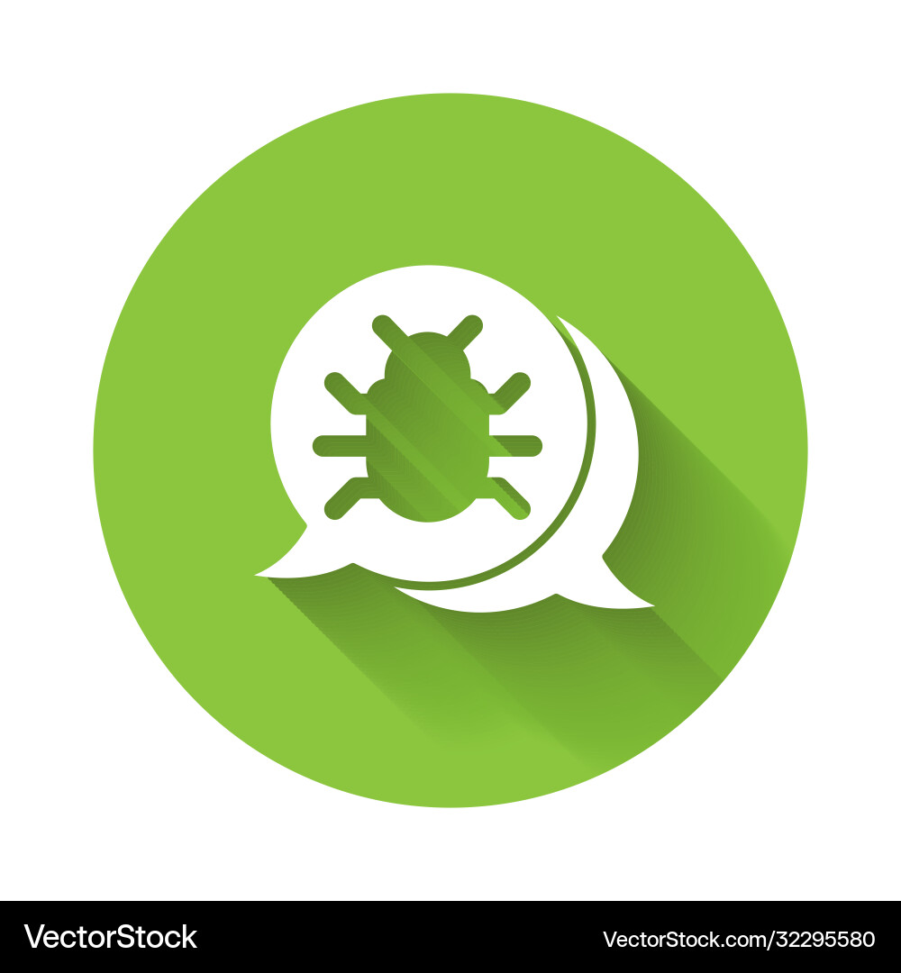 White system bug concept icon isolated with long White system bug concept icon isolated with long Vector Image