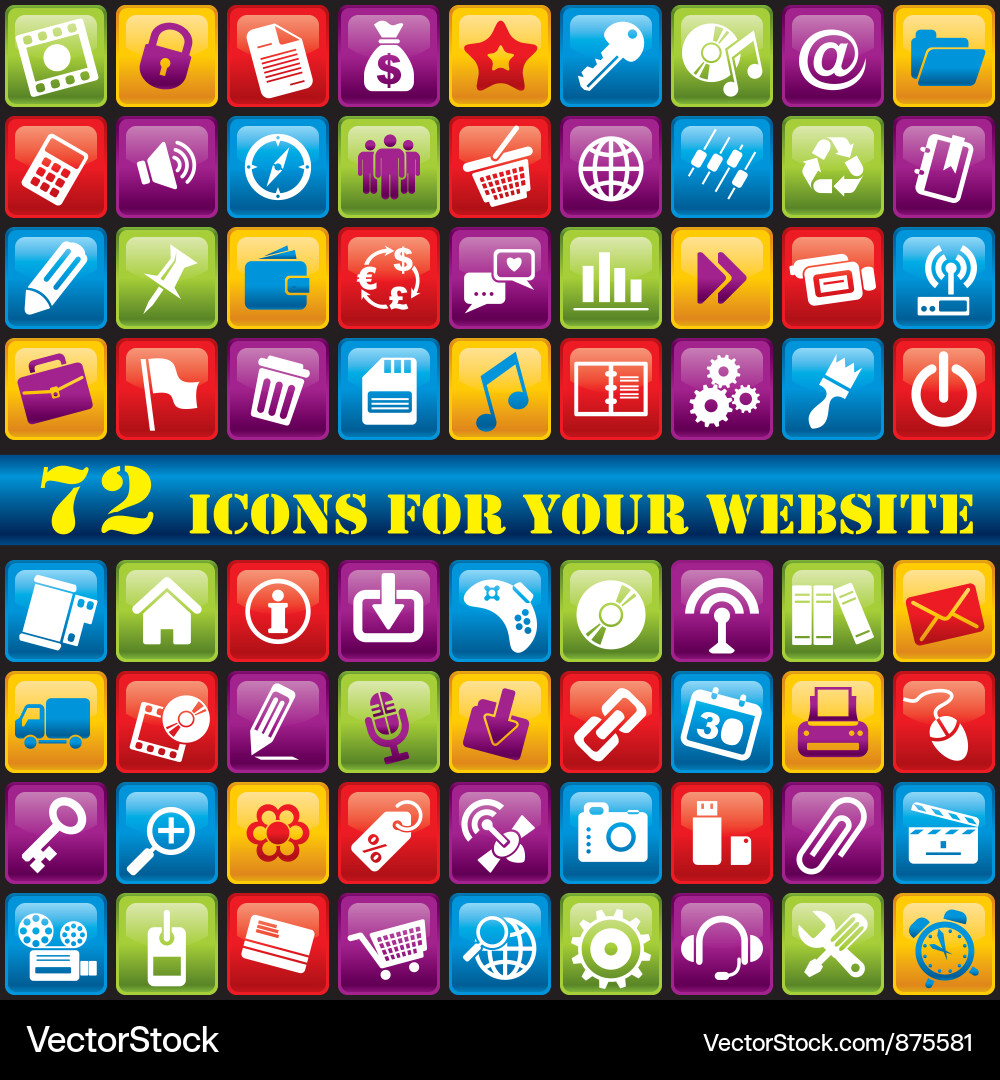 72 Computer Icons Set vector image