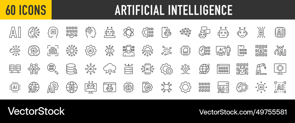 Artificial intelligence web icons in line style Vector Image