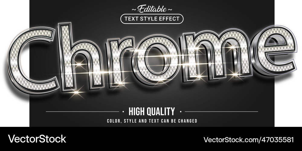 Chrome Text Style Effect - Metallic vector image