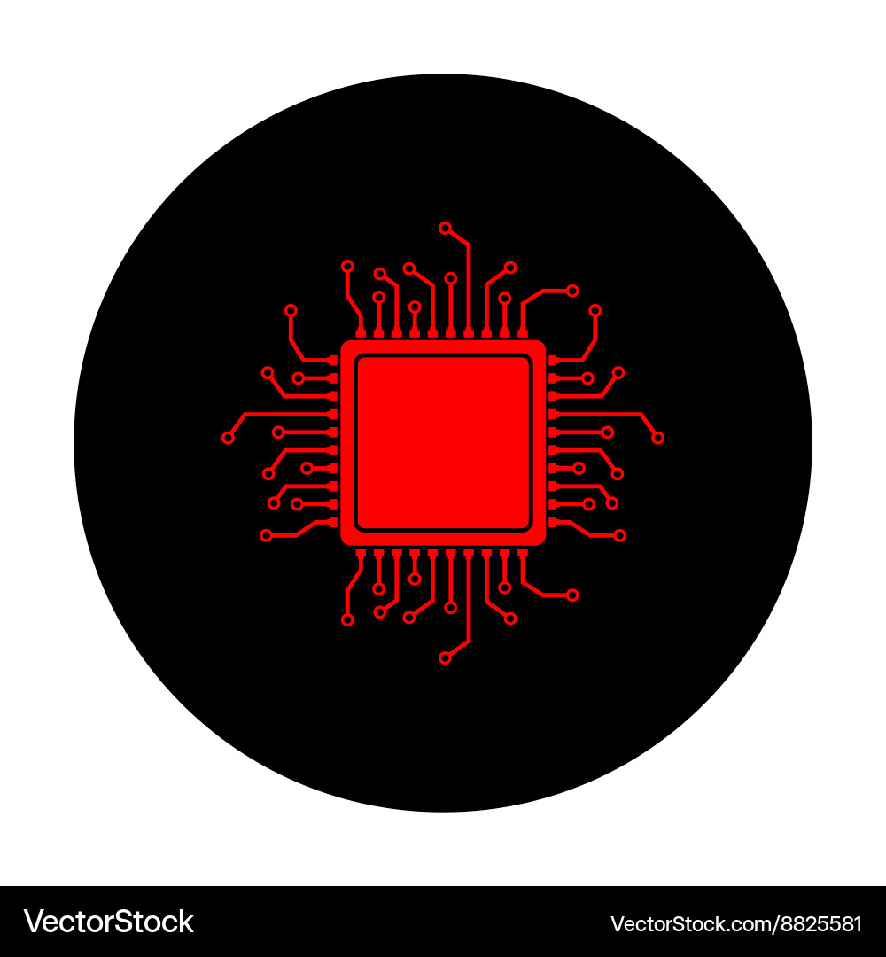 Cpu microprocessor red icon Vector Image
