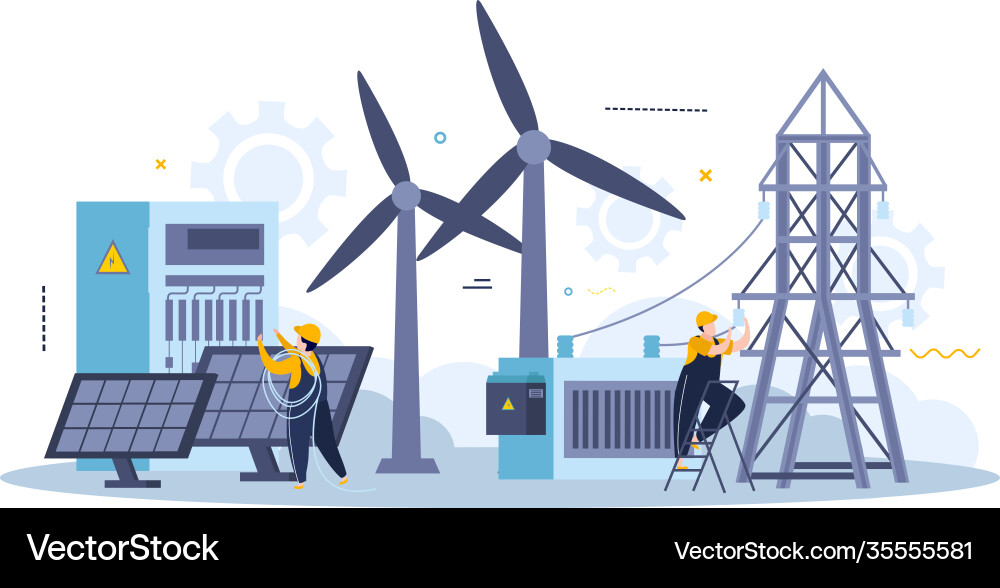 Electricity power flat composition Electricity power flat composition vector image
