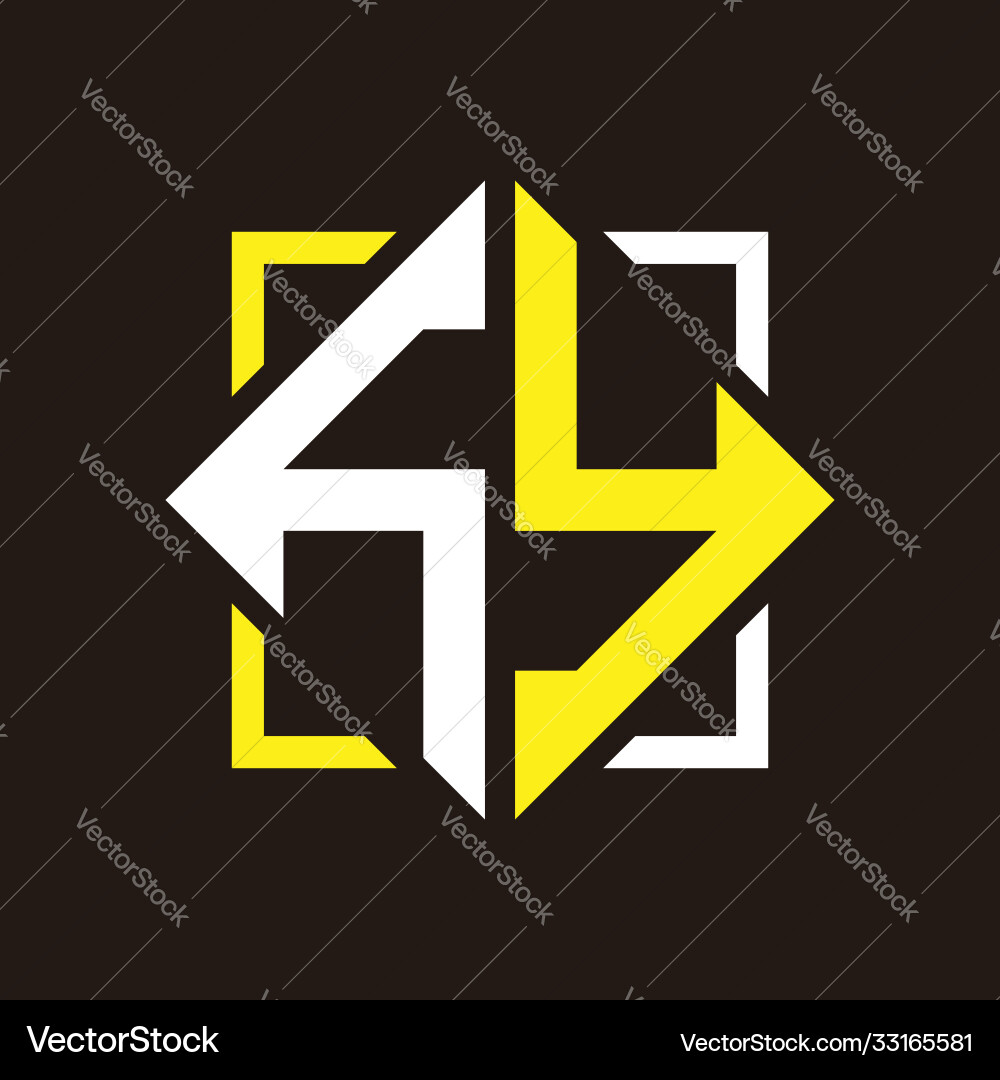 H y initials quadrangle monogram with square Vector Image