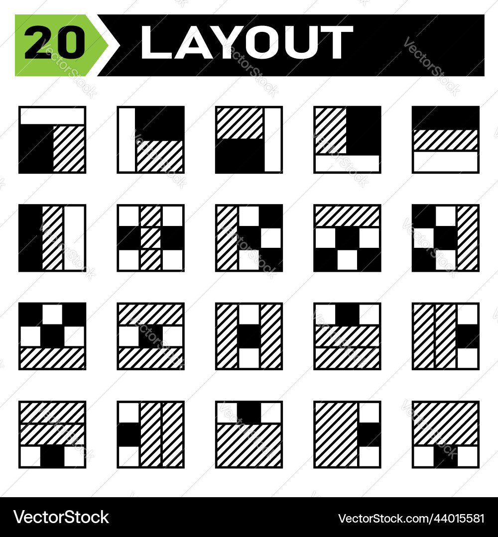Layout icon set include grid dashboard Vector Image