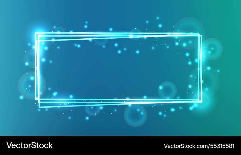 Neon rectangular frame with shining effects Vector Image