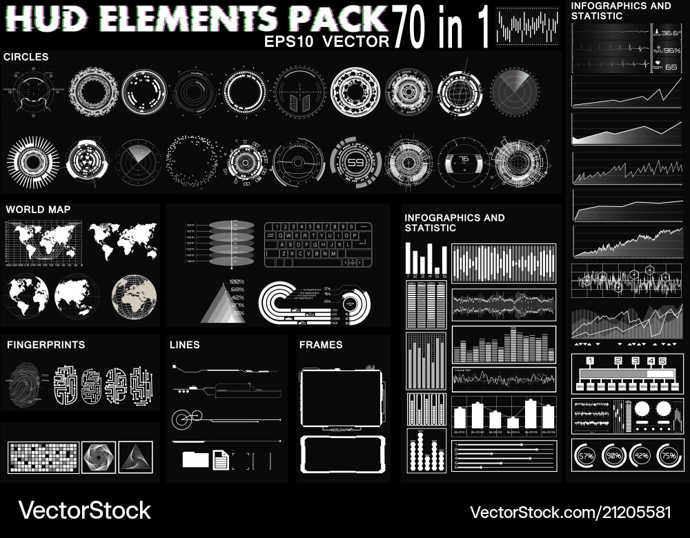 Sci-Fi HUD Interface Elements Pack vector image