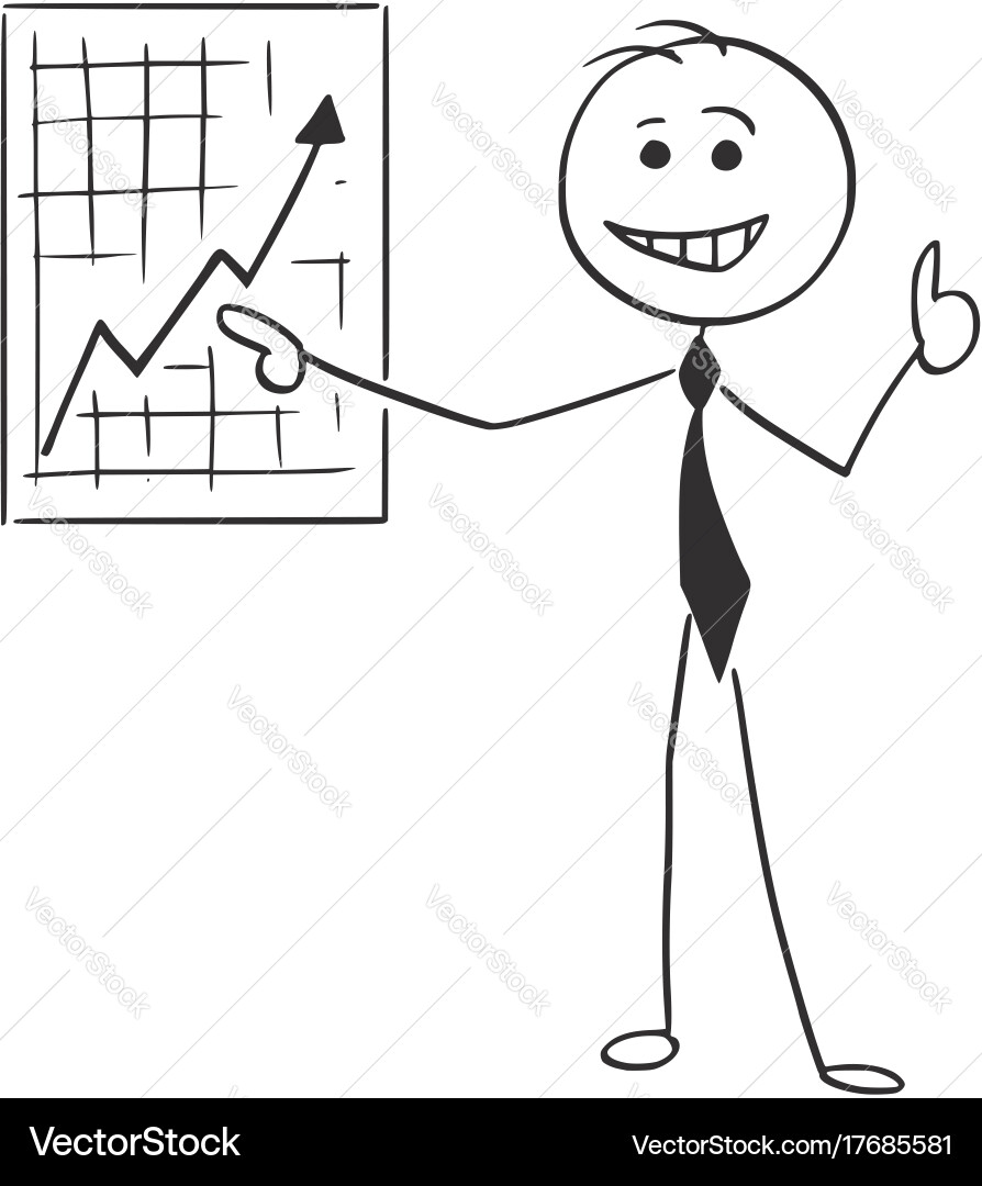 Smiling Business Man Pointing at Chart Vector Image