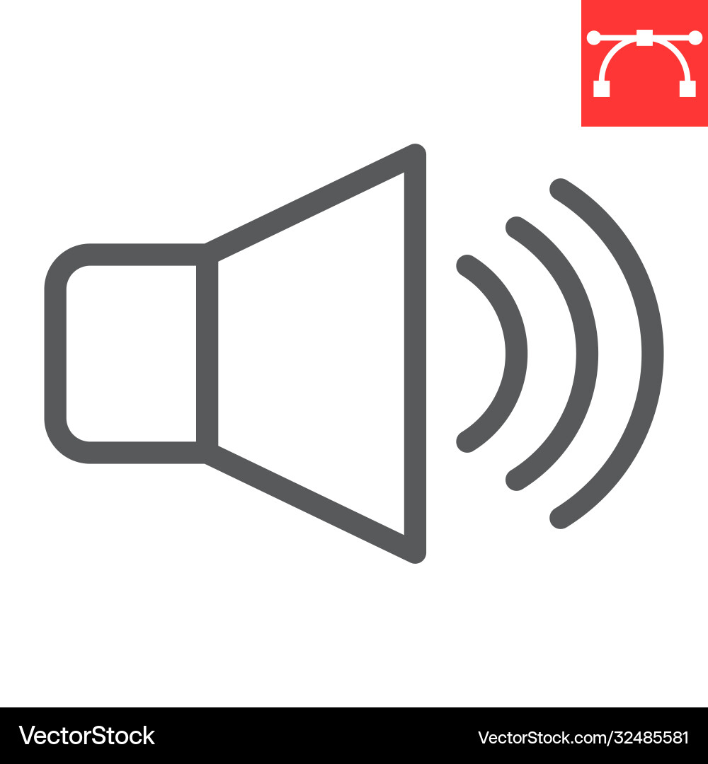 Speaker volume line icon ui and button sound Vector Image