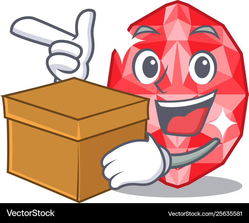 With box ruby gems isolated character With box ruby gems isolated character Vector Image